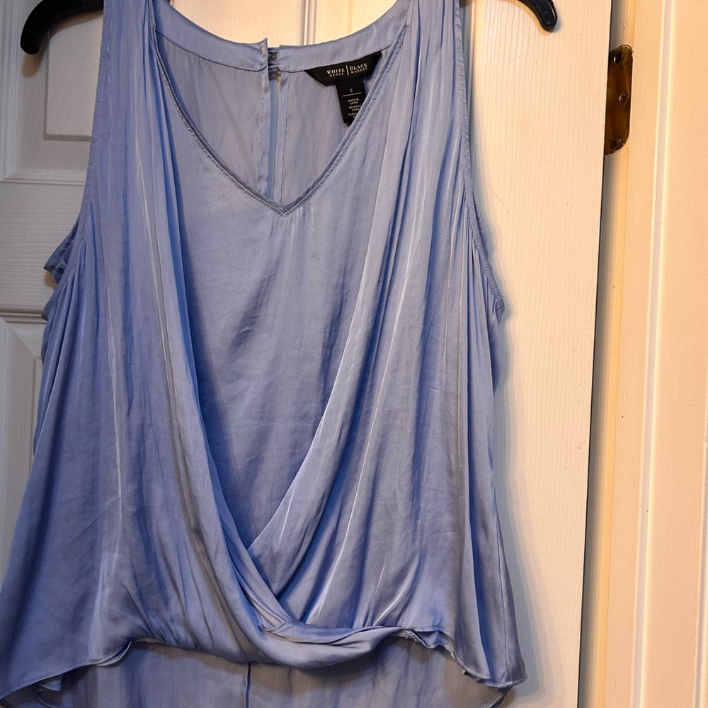 White House Black Market Light Blue Draped Tank Top small